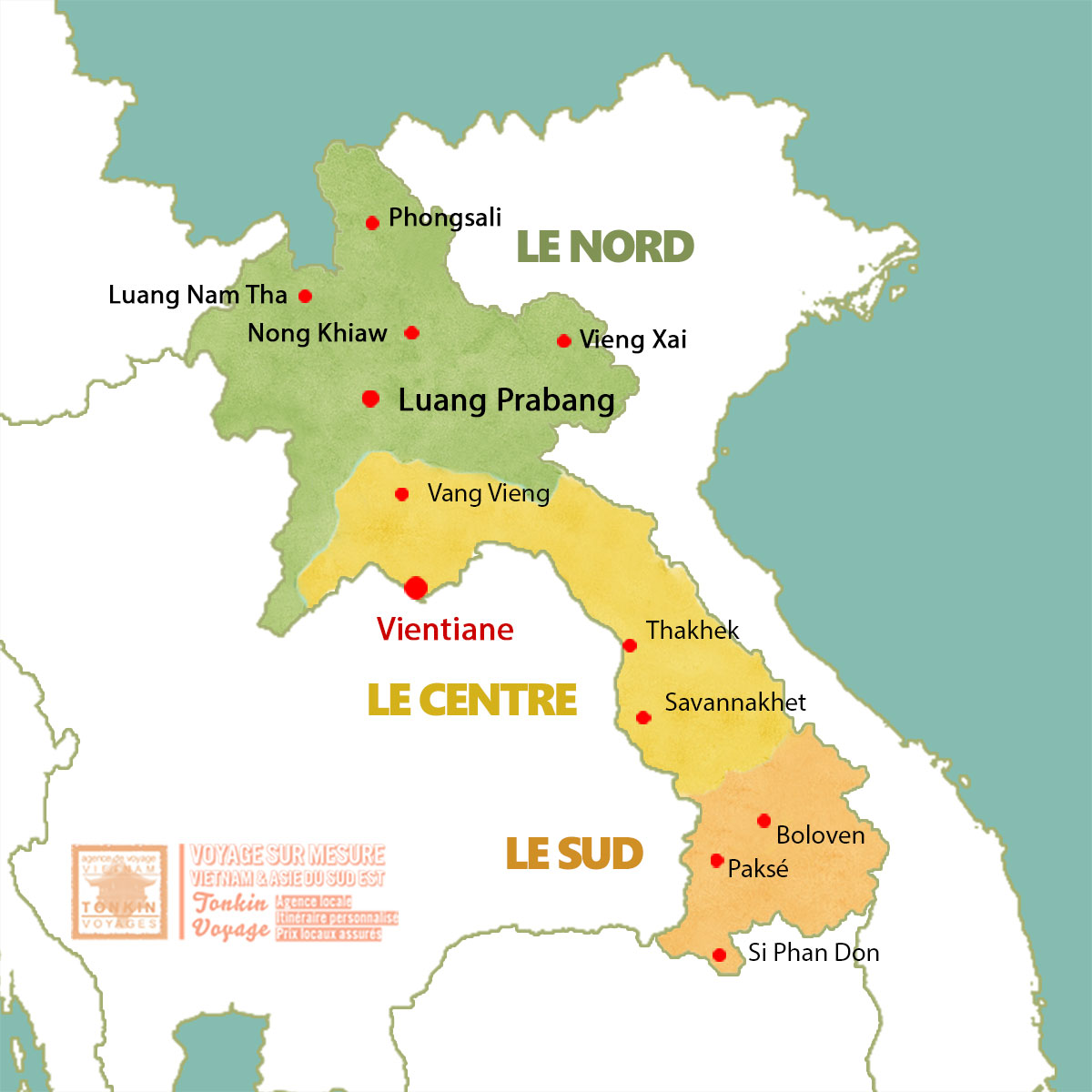 Carte touristique du Laos Voyager au Laos avec agence locale Tonkin Voyage