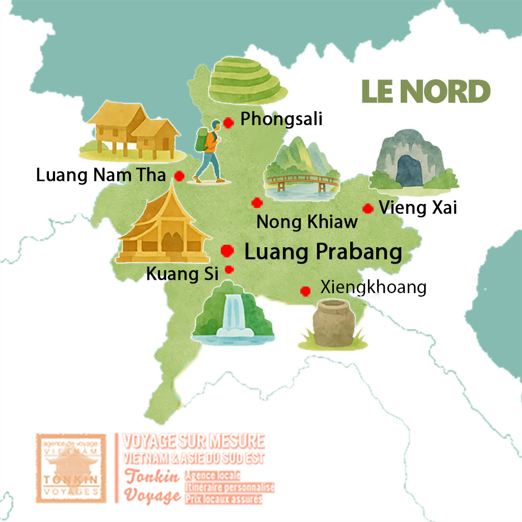 Carte touristique du Laos Nord